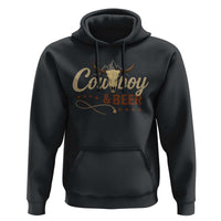 Funny Cowboy And Beer Hoodie Western Country Music Longhorn Skull - Wonder Print Shop