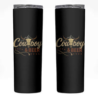 Funny Cowboy And Beer Skinny Tumbler Western Country Music Longhorn Skull - Wonder Print Shop