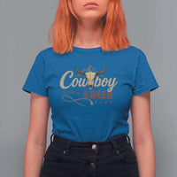 Funny Cowboy And Beer T Shirt For Women Western Country Music Longhorn Skull - Wonder Print Shop