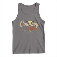 Funny Cowboy And Beer Tank Top Western Country Music Longhorn Skull - Wonder Print Shop