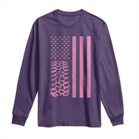 Off Road Car Wheel Vintage Pink American Flag Long Sleeve Shirt - Wonder Print Shop