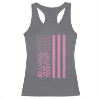 Off Road Car Wheel Vintage Pink American Flag Racerback Tank Top - Wonder Print Shop