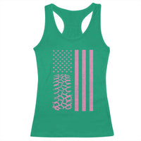 Off Road Car Wheel Vintage Pink American Flag Racerback Tank Top - Wonder Print Shop