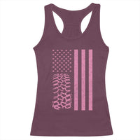 Off Road Car Wheel Vintage Pink American Flag Racerback Tank Top - Wonder Print Shop