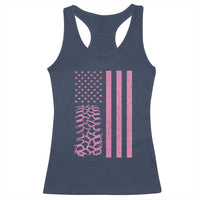 Off Road Car Wheel Vintage Pink American Flag Racerback Tank Top - Wonder Print Shop