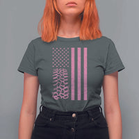 Off Road Car Wheel Vintage Pink American Flag T Shirt For Women - Wonder Print Shop