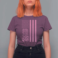 Off Road Car Wheel Vintage Pink American Flag T Shirt For Women - Wonder Print Shop