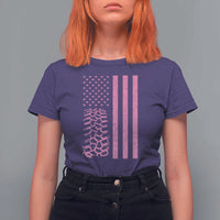 Off Road Car Wheel Vintage Pink American Flag T Shirt For Women - Wonder Print Shop