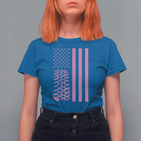 Off Road Car Wheel Vintage Pink American Flag T Shirt For Women - Wonder Print Shop