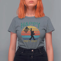 Happy Dot Day Bigfoot T Shirt For Women American Flag Retro Sunset - Wonder Print Shop