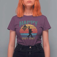 Happy Dot Day Bigfoot T Shirt For Women American Flag Retro Sunset - Wonder Print Shop