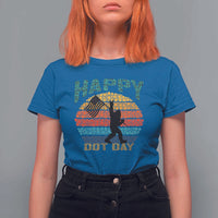 Happy Dot Day Bigfoot T Shirt For Women American Flag Retro Sunset - Wonder Print Shop