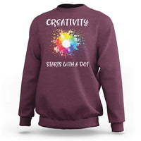 Funny Dot Day Sweatshirt Creativity Starts With A Dot Colorful Dots Watercolor - Wonder Print Shop