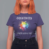 Funny Dot Day T Shirt For Women Creativity Starts With A Dot Colorful Dots Watercolor - Wonder Print Shop