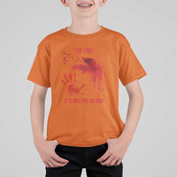 Funny Halloween Blood Stained T Shirt For Kid I'm Fine It's Not My Blood Splatter Bloody - Wonder Print Shop