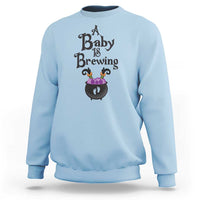 Funny Halloween Pregnancy Announcement Sweatshirt A Baby Is Brewing Witch Cauldron Footprint Pregnant Baby - Wonder Print Shop