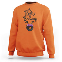 Funny Halloween Pregnancy Announcement Sweatshirt A Baby Is Brewing Witch Cauldron Footprint Pregnant Baby - Wonder Print Shop