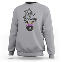 Funny Halloween Pregnancy Announcement Sweatshirt A Baby Is Brewing Witch Cauldron Footprint Pregnant Baby - Wonder Print Shop
