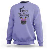 Funny Halloween Pregnancy Announcement Sweatshirt A Baby Is Brewing Witch Cauldron Footprint Pregnant Baby - Wonder Print Shop