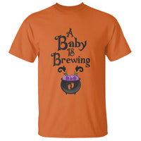 Funny Halloween Pregnancy Announcement T Shirt A Baby Is Brewing Witch Cauldron Footprint Pregnant Baby - Wonder Print Shop