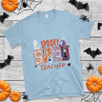 Spooky SPED Teacher T Shirt Special Education Teacher Halloween Witch Hat Cat Ghost - Wonder Print Shop