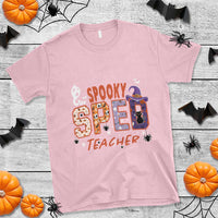 Spooky SPED Teacher T Shirt Special Education Teacher Halloween Witch Hat Cat Ghost - Wonder Print Shop