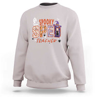 Spooky SPED Teacher Sweatshirt Special Education Teacher Halloween Witch Hat Cat Ghost - Wonder Print Shop