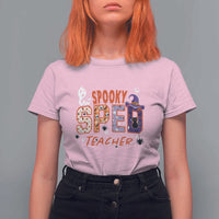 Spooky SPED Teacher T Shirt For Women Special Education Teacher Halloween Witch Hat Cat Ghost - Wonder Print Shop