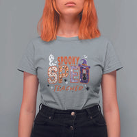 Spooky SPED Teacher T Shirt For Women Special Education Teacher Halloween Witch Hat Cat Ghost - Wonder Print Shop