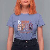 Spooky SPED Teacher T Shirt For Women Special Education Teacher Halloween Witch Hat Cat Ghost - Wonder Print Shop