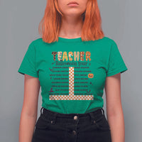 Funny Teacher Halloween Tour T Shirt For Women Spooky Teacher Activities Pumpkin Witch Hat Bat - Wonder Print Shop