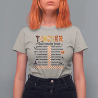 Funny Teacher Halloween Tour T Shirt For Women Spooky Teacher Activities Pumpkin Witch Hat Bat - Wonder Print Shop