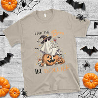 I Put The Boo In Boujee T Shirt Halloween Cute Lady Ghost Is Drinking Wine Pumpkin - Wonder Print Shop
