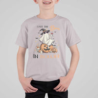 I Put The Boo In Boujee T Shirt For Kid Halloween Cute Lady Ghost Is Drinking Wine Pumpkin - Wonder Print Shop