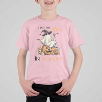 I Put The Boo In Boujee T Shirt For Kid Halloween Cute Lady Ghost Is Drinking Wine Pumpkin - Wonder Print Shop