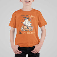 I Put The Boo In Boujee T Shirt For Kid Halloween Cute Lady Ghost Is Drinking Wine Pumpkin - Wonder Print Shop