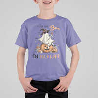 I Put The Boo In Boujee T Shirt For Kid Halloween Cute Lady Ghost Is Drinking Wine Pumpkin - Wonder Print Shop