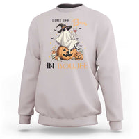 I Put The Boo In Boujee Sweatshirt Halloween Cute Lady Ghost Is Drinking Wine Pumpkin - Wonder Print Shop