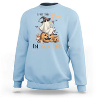 I Put The Boo In Boujee Sweatshirt Halloween Cute Lady Ghost Is Drinking Wine Pumpkin - Wonder Print Shop