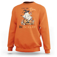 I Put The Boo In Boujee Sweatshirt Halloween Cute Lady Ghost Is Drinking Wine Pumpkin - Wonder Print Shop