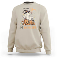 I Put The Boo In Boujee Sweatshirt Halloween Cute Lady Ghost Is Drinking Wine Pumpkin - Wonder Print Shop