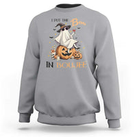 I Put The Boo In Boujee Sweatshirt Halloween Cute Lady Ghost Is Drinking Wine Pumpkin - Wonder Print Shop
