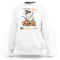 I Put The Boo In Boujee Sweatshirt Halloween Cute Lady Ghost Is Drinking Wine Pumpkin - Wonder Print Shop