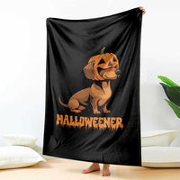 Funny Halloween Dachshund Throw Blanket Halloweener Pumpkin Wiener Dog - Wonder Print Shop