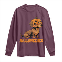 Funny Halloween Dachshund Long Sleeve Shirt Halloweener Pumpkin Wiener Dog - Wonder Print Shop