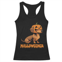Funny Halloween Dachshund Racerback Tank Top Halloweener Pumpkin Wiener Dog - Wonder Print Shop