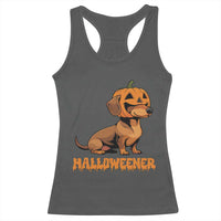 Funny Halloween Dachshund Racerback Tank Top Halloweener Pumpkin Wiener Dog - Wonder Print Shop