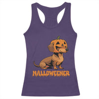 Funny Halloween Dachshund Racerback Tank Top Halloweener Pumpkin Wiener Dog - Wonder Print Shop