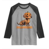 Funny Halloween Dachshund Raglan Shirt Halloweener Pumpkin Wiener Dog - Wonder Print Shop