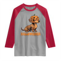 Funny Halloween Dachshund Raglan Shirt Halloweener Pumpkin Wiener Dog - Wonder Print Shop